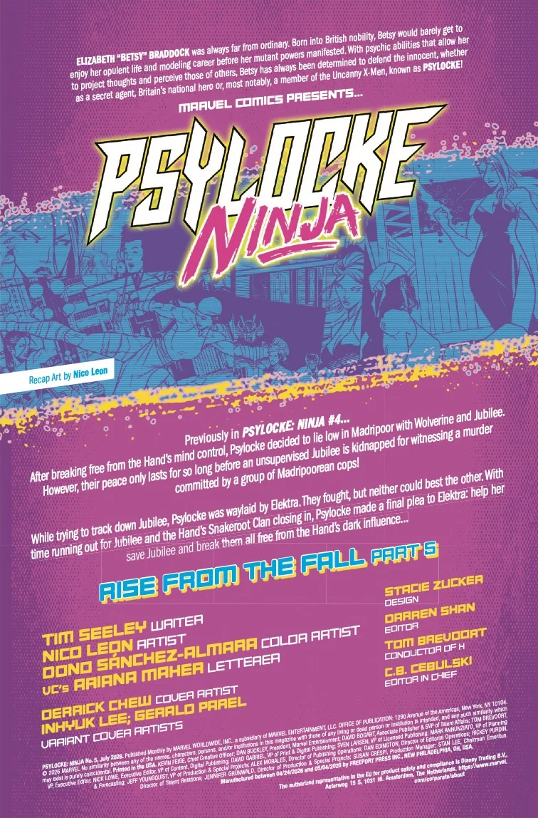 Deadly Alliance: Psylocke and Elektra Face the Snakeroot Clan in ‘Psylocke: Ninja’ #5