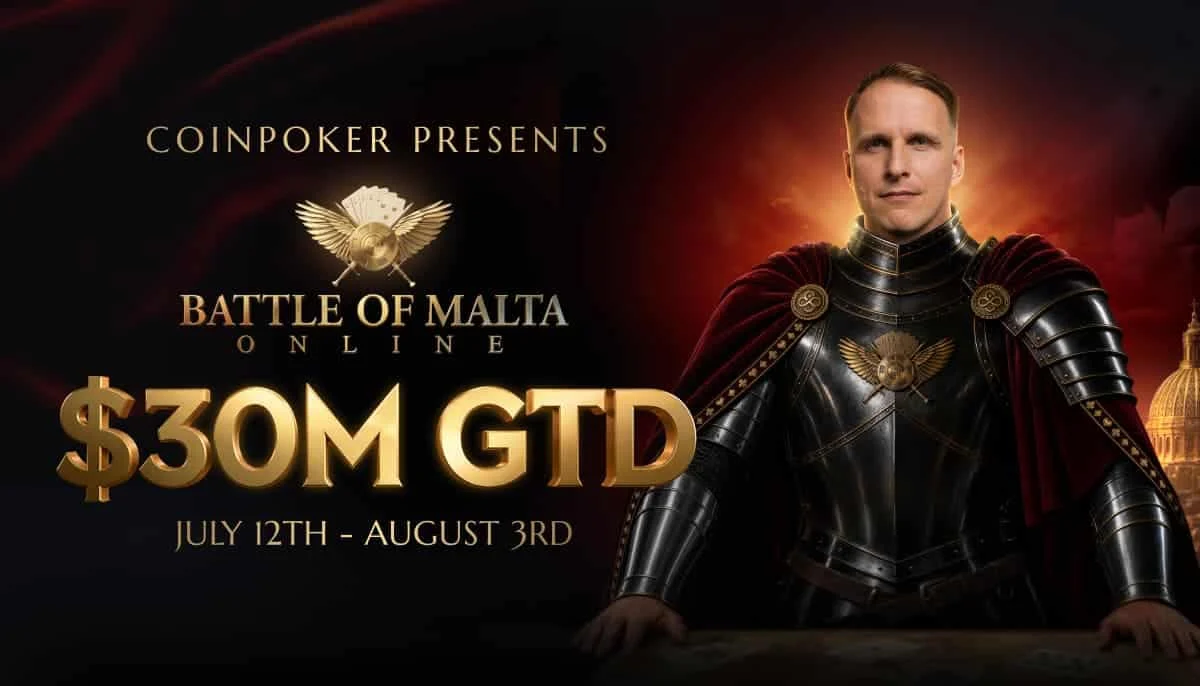 CoinPoker Unveils Massive Battle of Malta Online Series: $30 Million Guaranteed and 100 Live Packages Up for Grabs