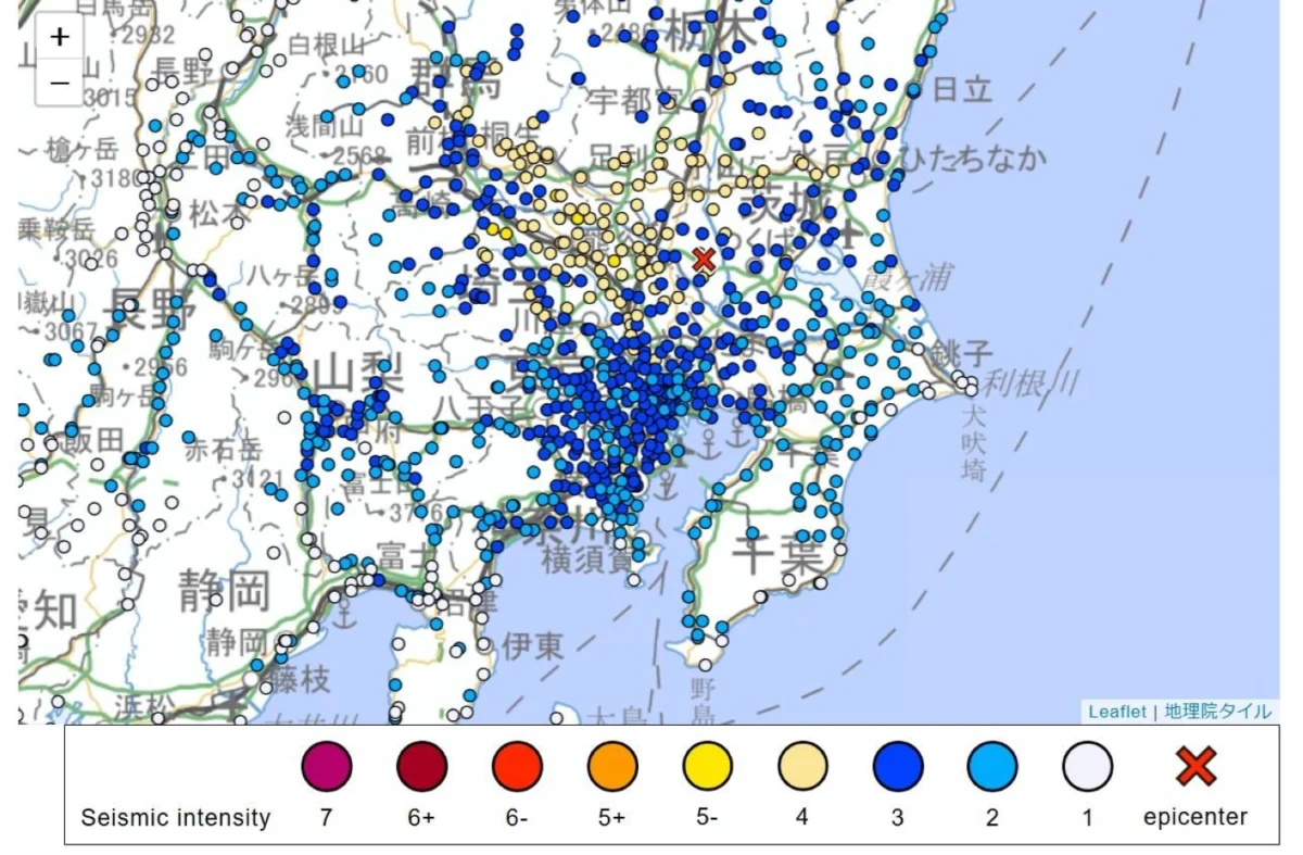 Strong 5.5 Magnitude Earthquake Jolts Eastern Japan: Widespread Tremors Felt Across Kanto Region