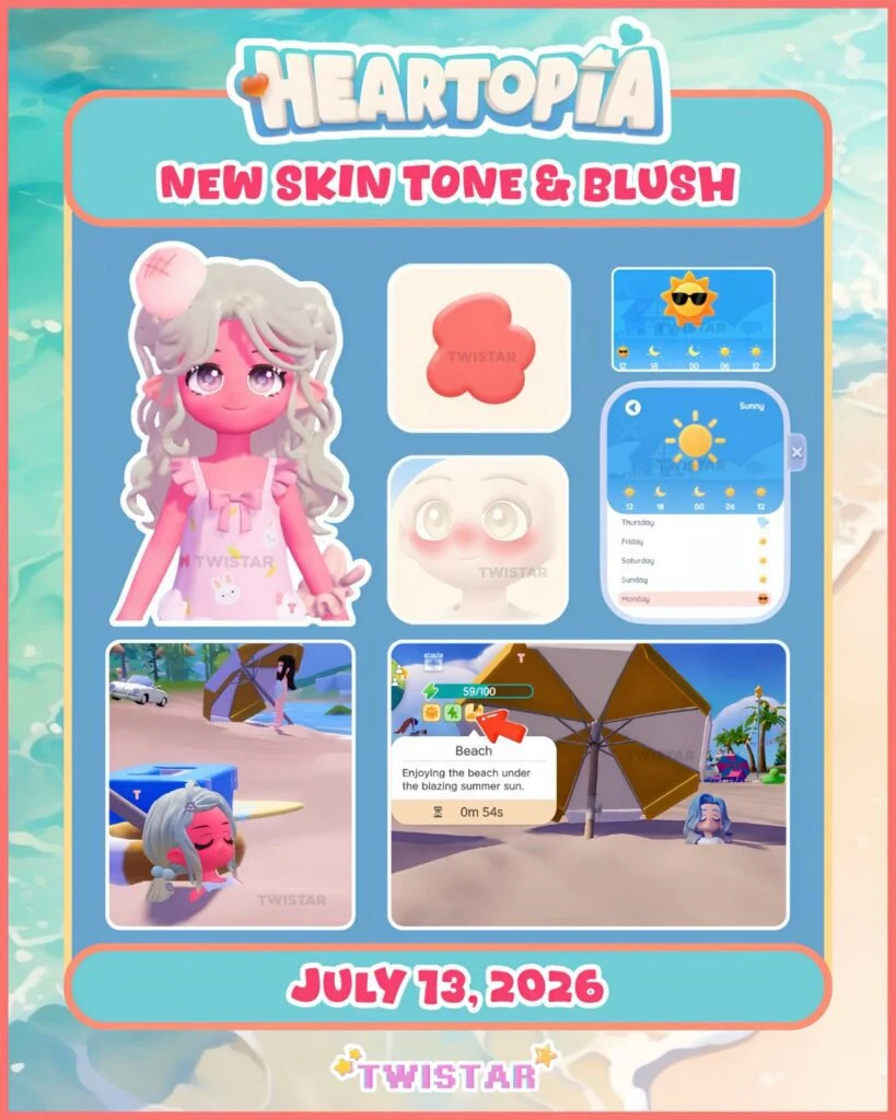 Catching the Rays: How to Unlock the Exclusive Tanned Skin Tone and Sunburn Makeup in Heartopia