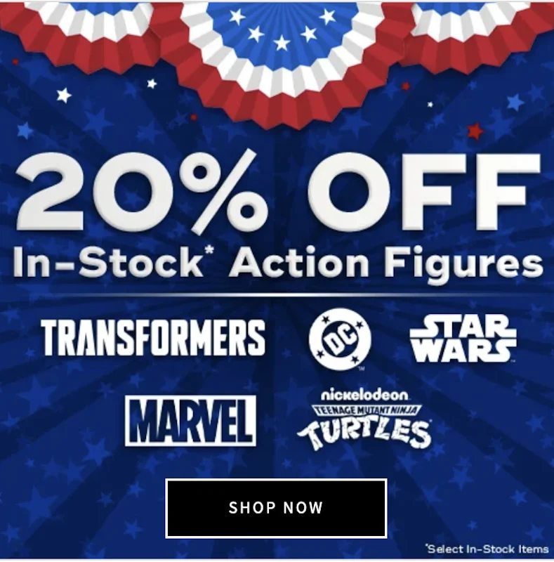 Independence Day Collector’s Blowout: Entertainment Earth Launches Massive 20% Off Sale